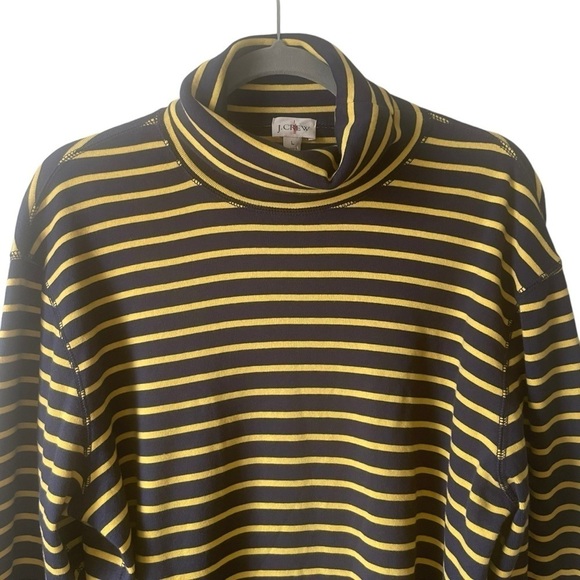 J. Crew Heritage Brushed Rib-Knit Turtleneck in Navy Sun Stripe Size Large New - Picture 3 of 12